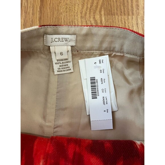 NWT J Crew Red Floral Watercolor Button Down Pleated Knee Length Skirt Size 6 - Picture 3 of 7